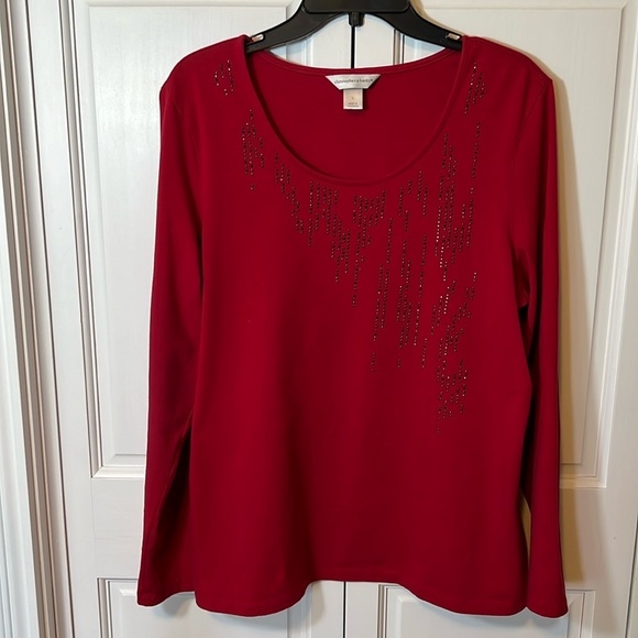Christopher Banks women’s size L, long sleeve, gunmetal gem embellished top - Picture 4 of 9